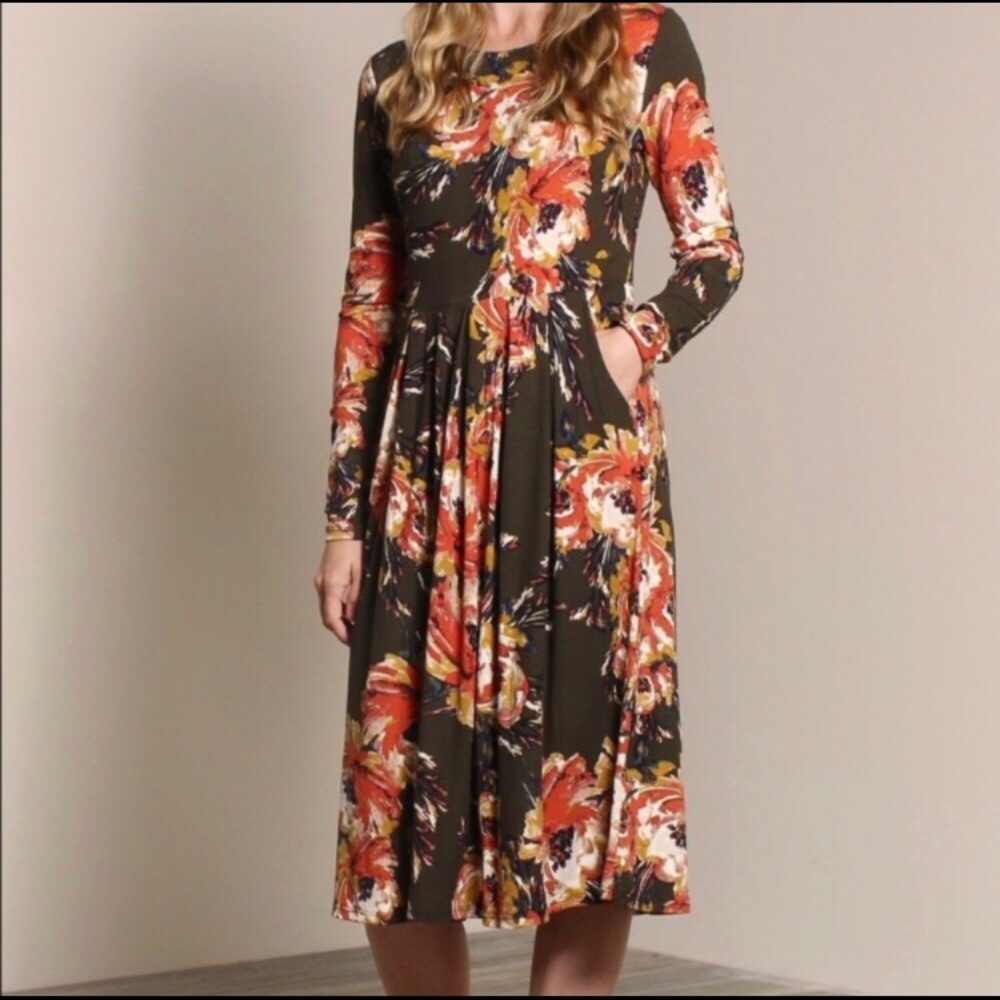 Buttery Soft Olive Midi Dress with Pockets